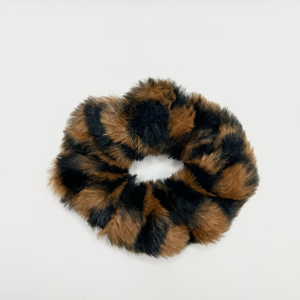Faux Fur Scrunchie - Brown and Black